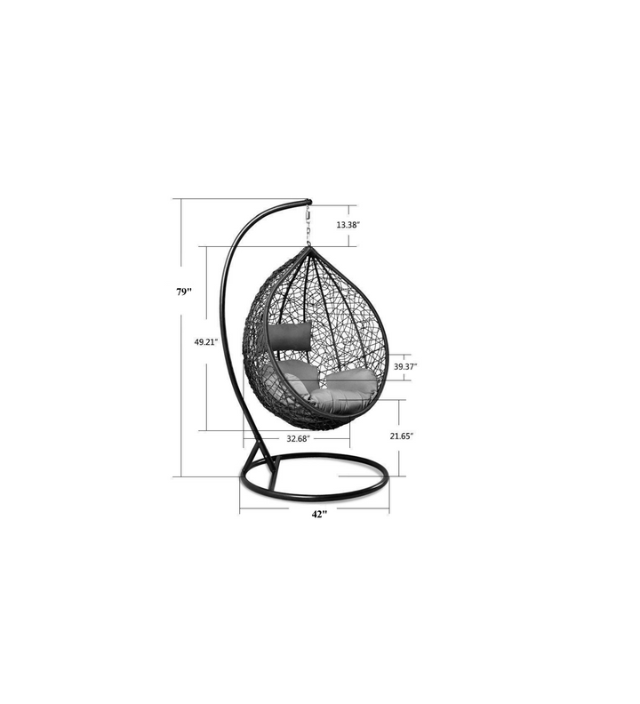 Bartolomeo Single Seater Hanging Swing With Stand For Balcony , Garden Swing (Dark Brown)