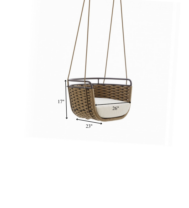 Greco Single Seater Hanging Swing Without Stand For Balcony , Garden Swing (Brown) Braided & Rope