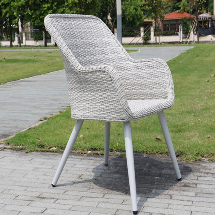 Cristián Outdoor Patio Seating Set 2 Chairs and 1 Table Set (White+Silver)