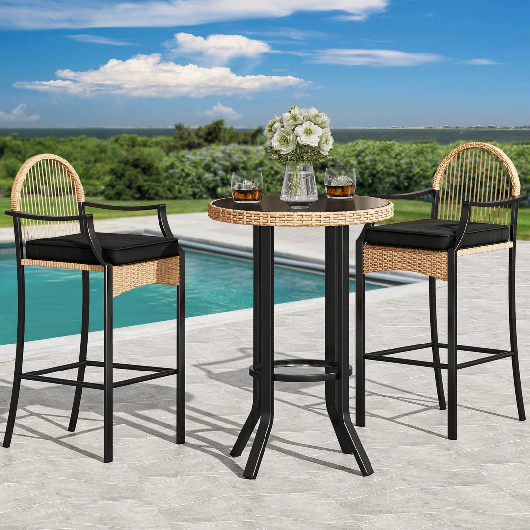 Dreamline Outdoor Bar Sets Garden Patio Bar Sets 1+2 Chairs and