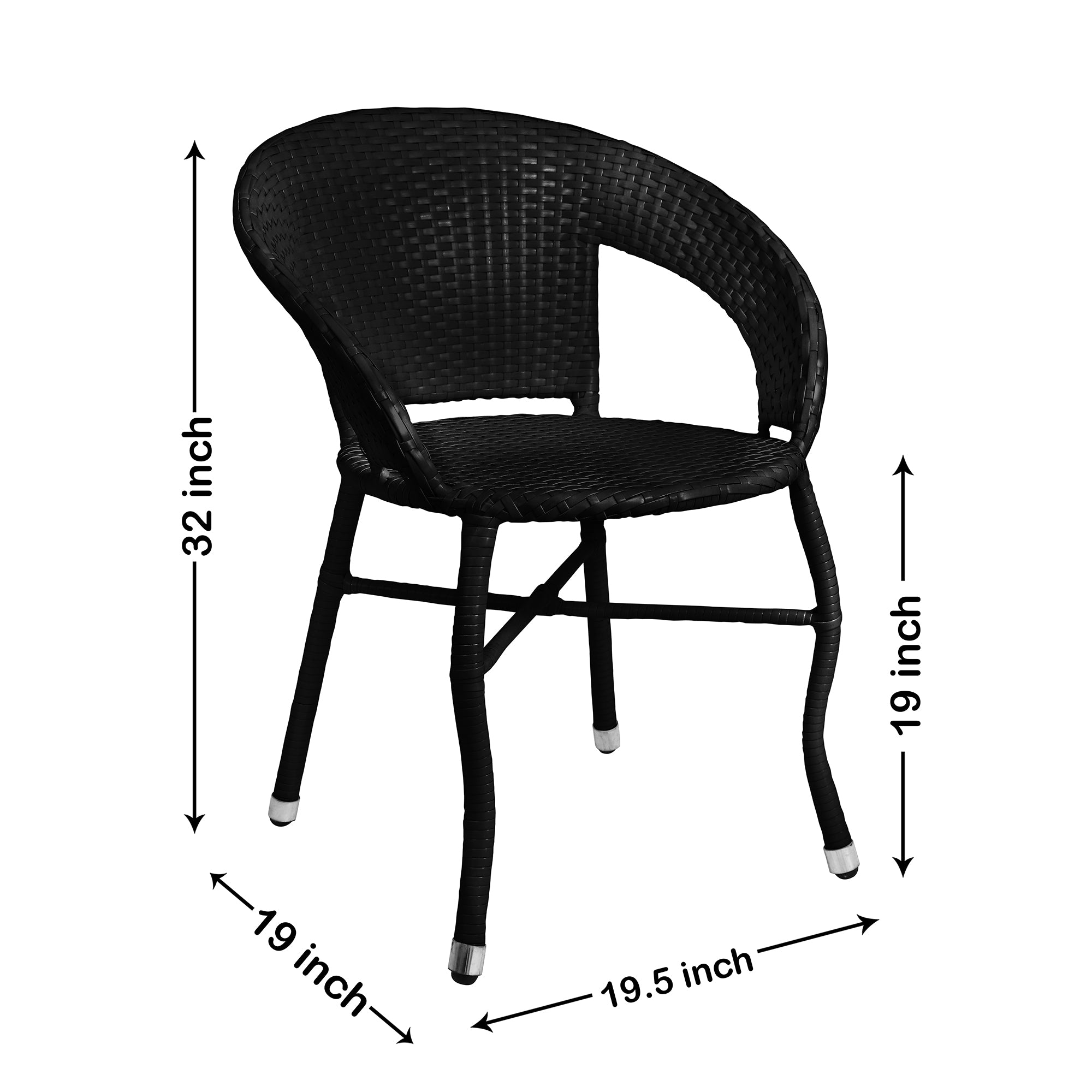 Grase Outdoor Patio Seating Set 4 Chairs and 1 Table Set (Black)