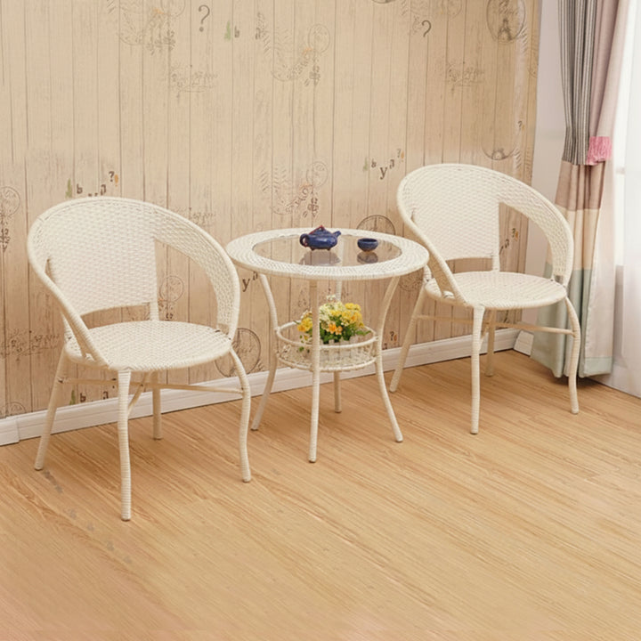 Prishu Outdoor Patio Seating Set 2 Chairs and 1 Table Set (Cream)