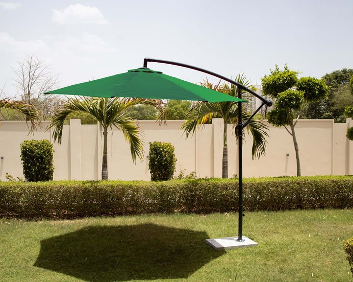 Destin Luxury Side Pole Garden Umbrella With Stand (Round, Green)
