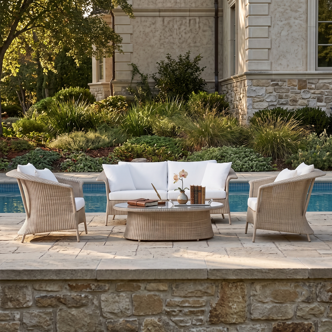 Sileo Outdoor Sofa Set 2 Seater , 2 Single seater and 1 Center Table Set (Beige)