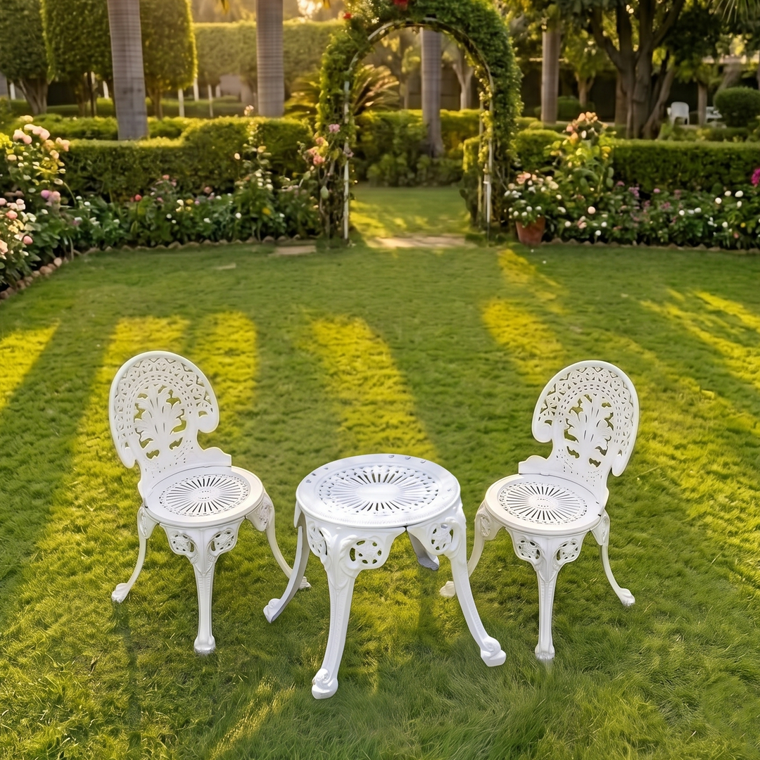 Zinc Cast Aluminium Garden Patio Seating 2 Chair and 1 Table Set