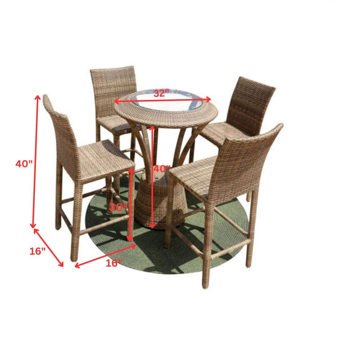 Elsie Outdoor Patio Bar Sets 4 Chairs and 1 Table (Arabica)