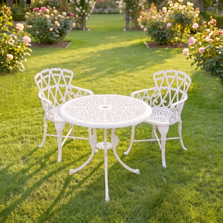 Rino Cast Aluminium Garden Patio Seating 2 Chair and 1 Table Set