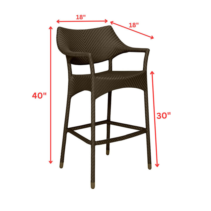 Baier Outdoor Patio Bar Chair 2 Chairs For Balcony (Dark Brown)