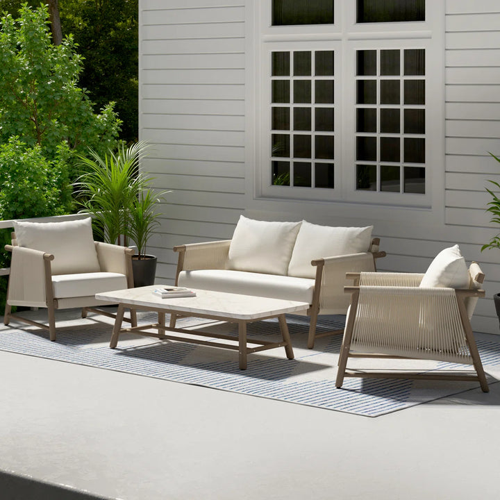 Alfi Outdoor Sofa Set 2 Seater, 2 Single seater and 1 Center Table Braided & Rope (Cream)