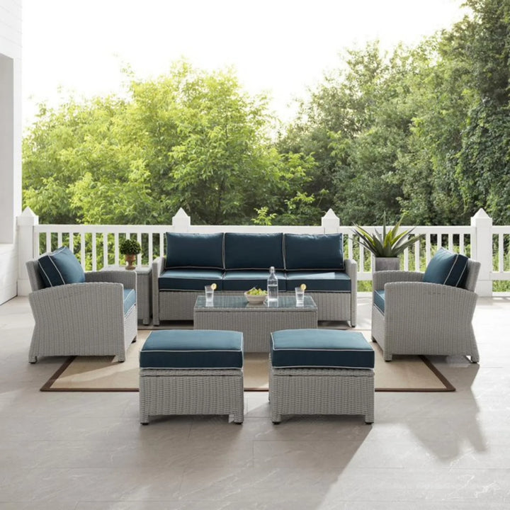 Bien Outdoor Garden Balcony Sofa Set 3 Seater, 2 Single seater, 2 Ottoman and 1 Center Table Conversation Set (Grey)