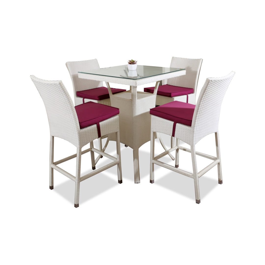 Forst Outdoor Patio Bar Sets 4 Chairs and 1 Table (White)