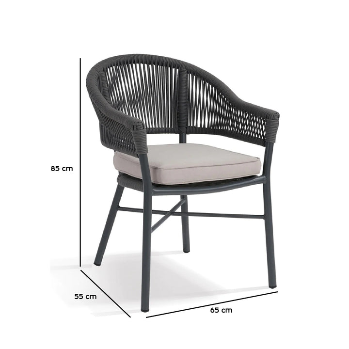 Kompon Outdoor Patio Seating Single Chair (Dark Grey) Braided & Rope