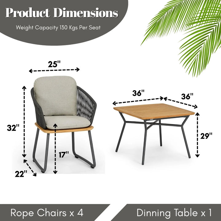 Goen Outdoor Patio Seating Set 4 Chairs and 1 Table Set (Grey)