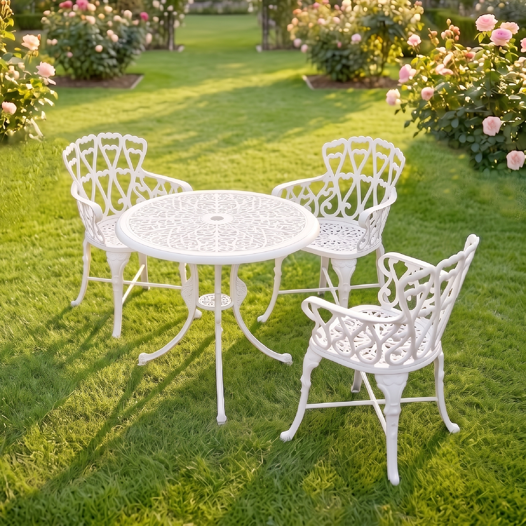 Zina Cast Aluminium Garden Patio Seating 3 Chair and 1 Table Set