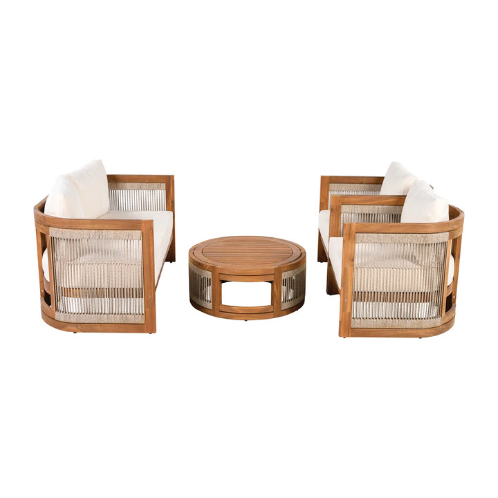 Exano Outdoor Sofa Set 2 Seater, 2 Single seater and 1 Center Table(Beige) Braided & Rope