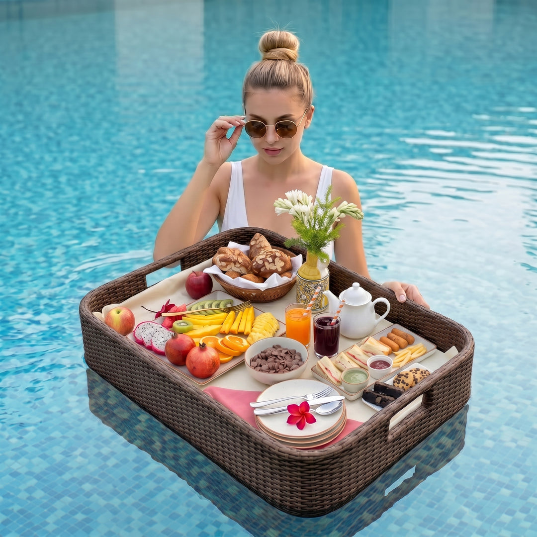 Jaime Luxury Floating Serving Tray For Swimming Pool -  Black ( Rectangle )