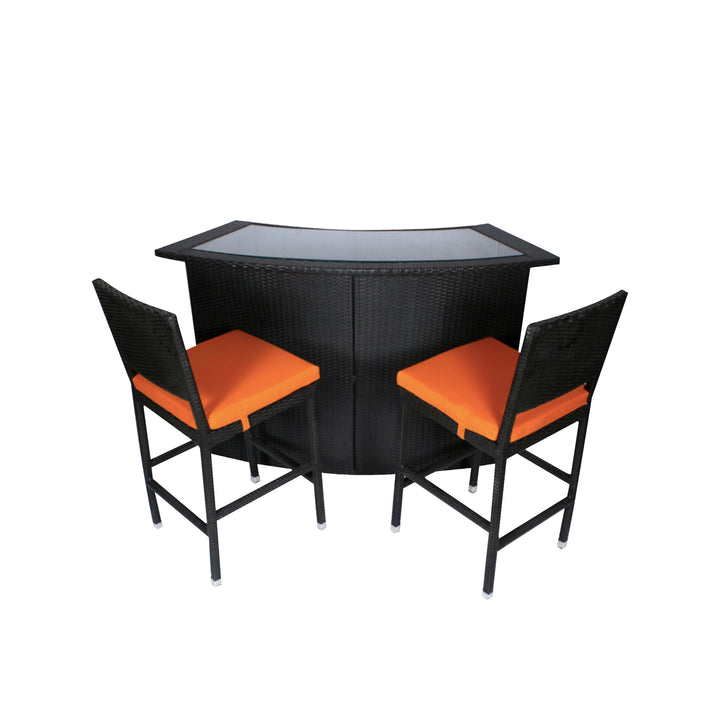 Elsie Outdoor Patio Bar Sets 2 Chairs and 1 Table (Black)