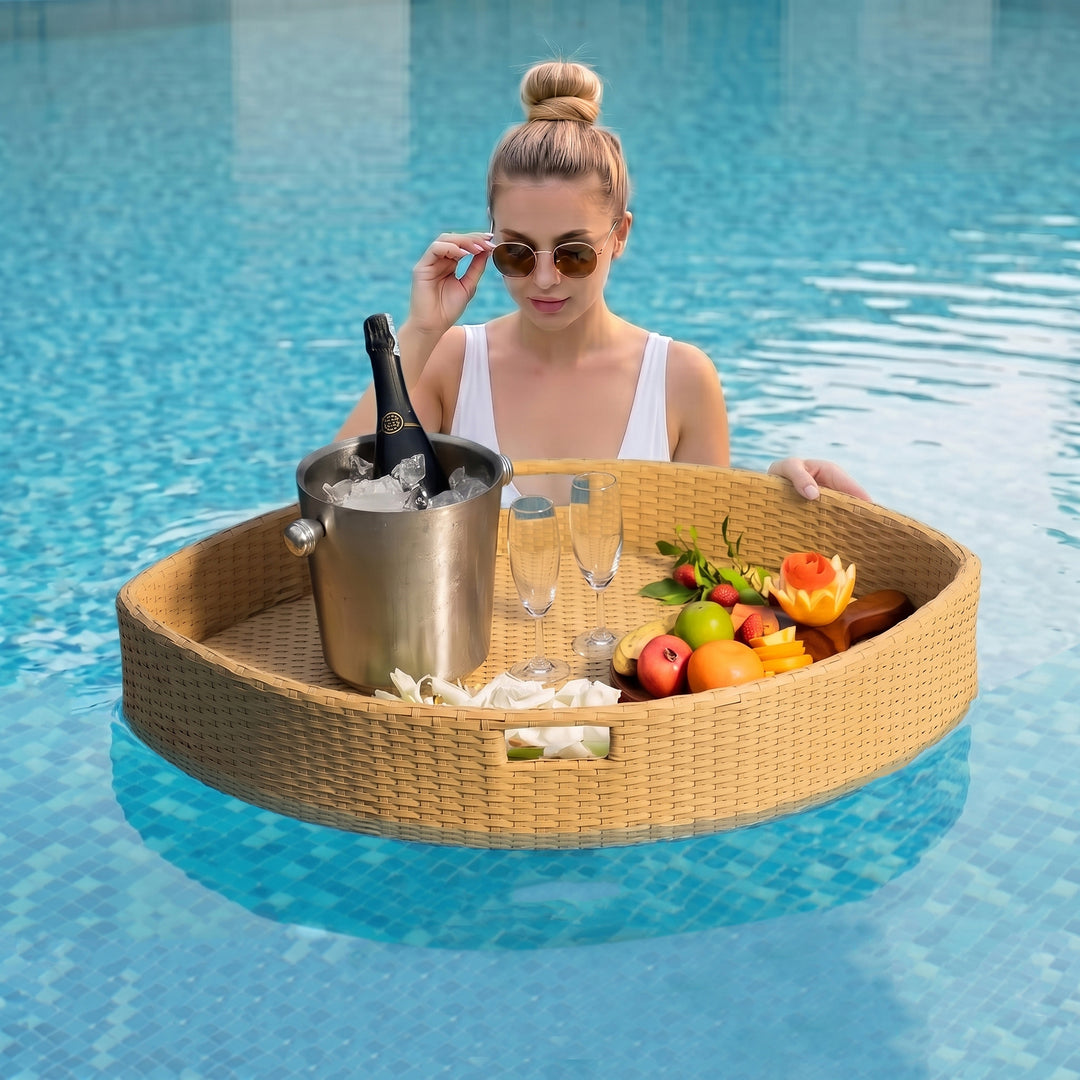 Célia Luxury Floating Serving Tray For Swimming Pool -  Honey (Boat Shape)