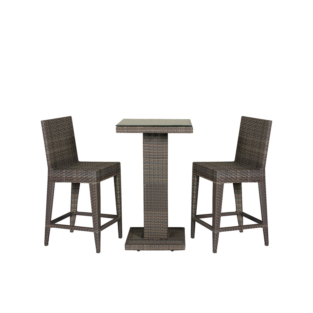 Meier Outdoor Patio Bar Sets 2 Chairs and 1 Table (Capicano)