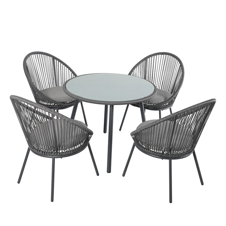 Votion Outdoor Patio Seating Set 4 Chairs and 1 Table Set (Grey)