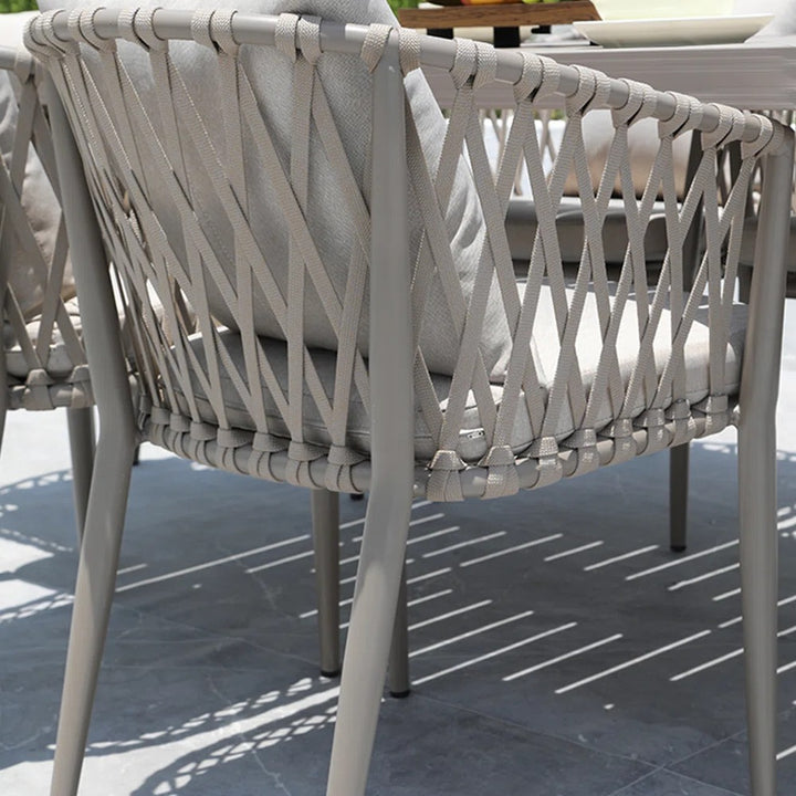 Ayla Outdoor Patio Seating Set 2 Chairs and 1 Table Set (Beige) Braided & Rope