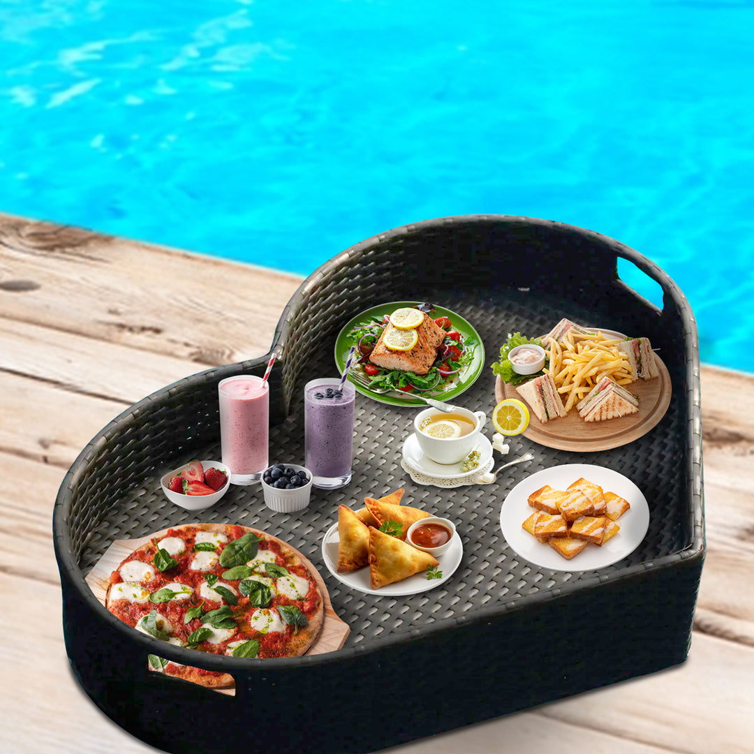 Núria Luxury Floating Serving Tray For Swimming Pool - Brown (Heart Shape)