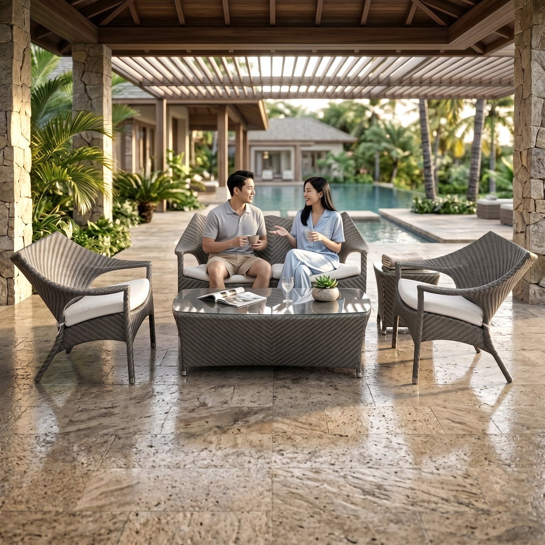 María Outdoor Sofa Set 2 Seater , 2 Single seater and 1 Center Table (Grey)