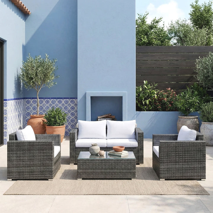 Roros Outdoor Sofa Set 2 Seater, 2 Single seater and 1 Center Table Set (Grey)