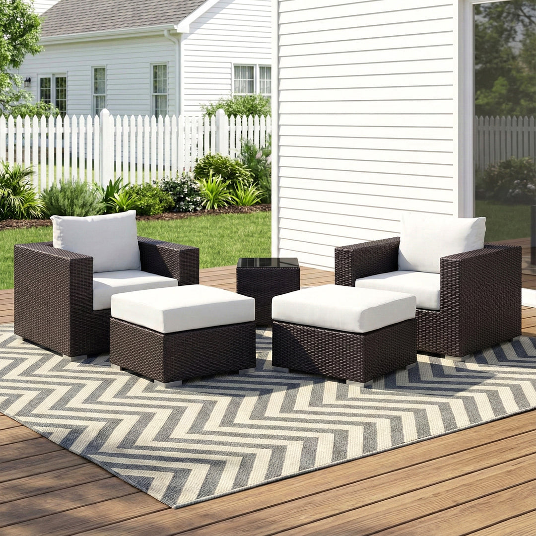 Balia Outdoor Sofa Set  2 Single seater with 2 ottoman and 1 Center Table (Brown)