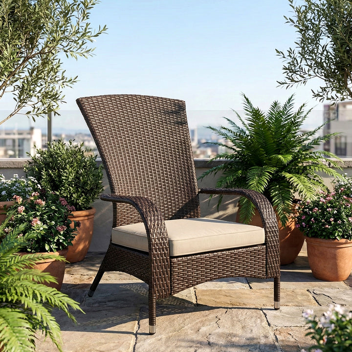 Vivero Outdoor Garden Balcony Single Seater Sofa (Brown)
