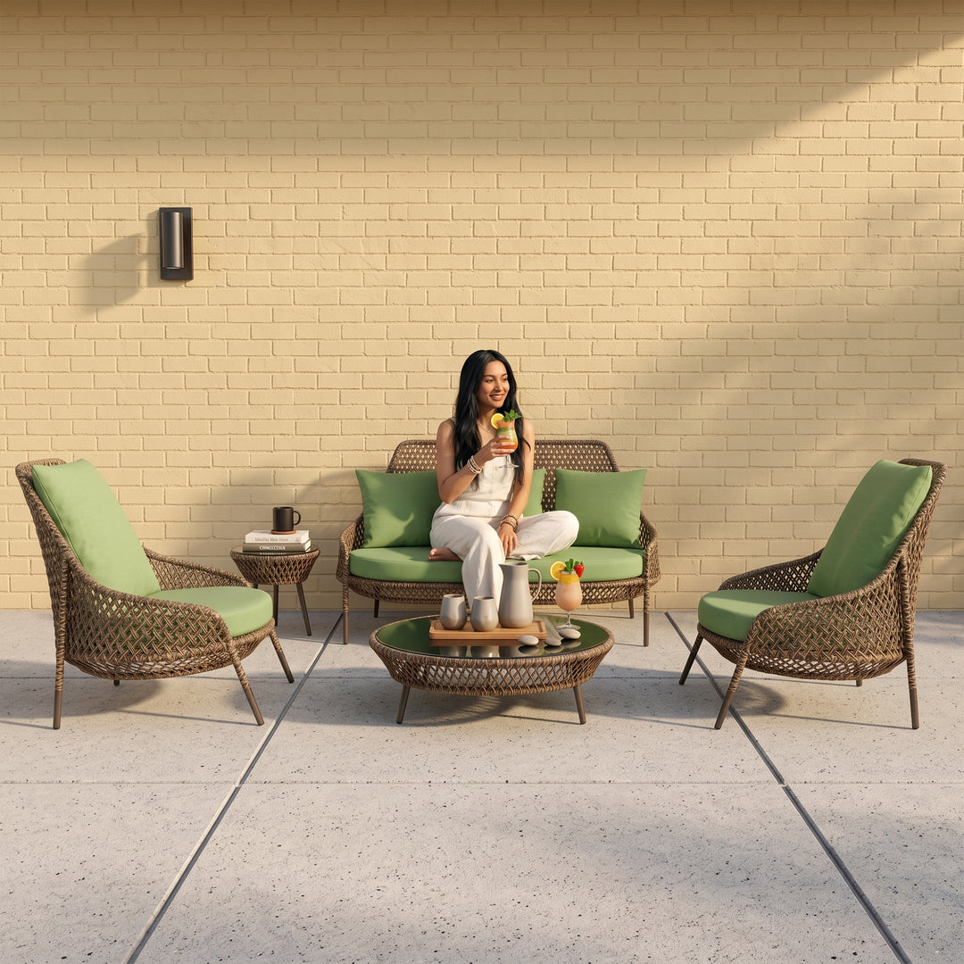 Gustavo Outdoor Sofa Set 2 Seater , 2 Single seater , 1 Side table and 1 Center Table (Brown)