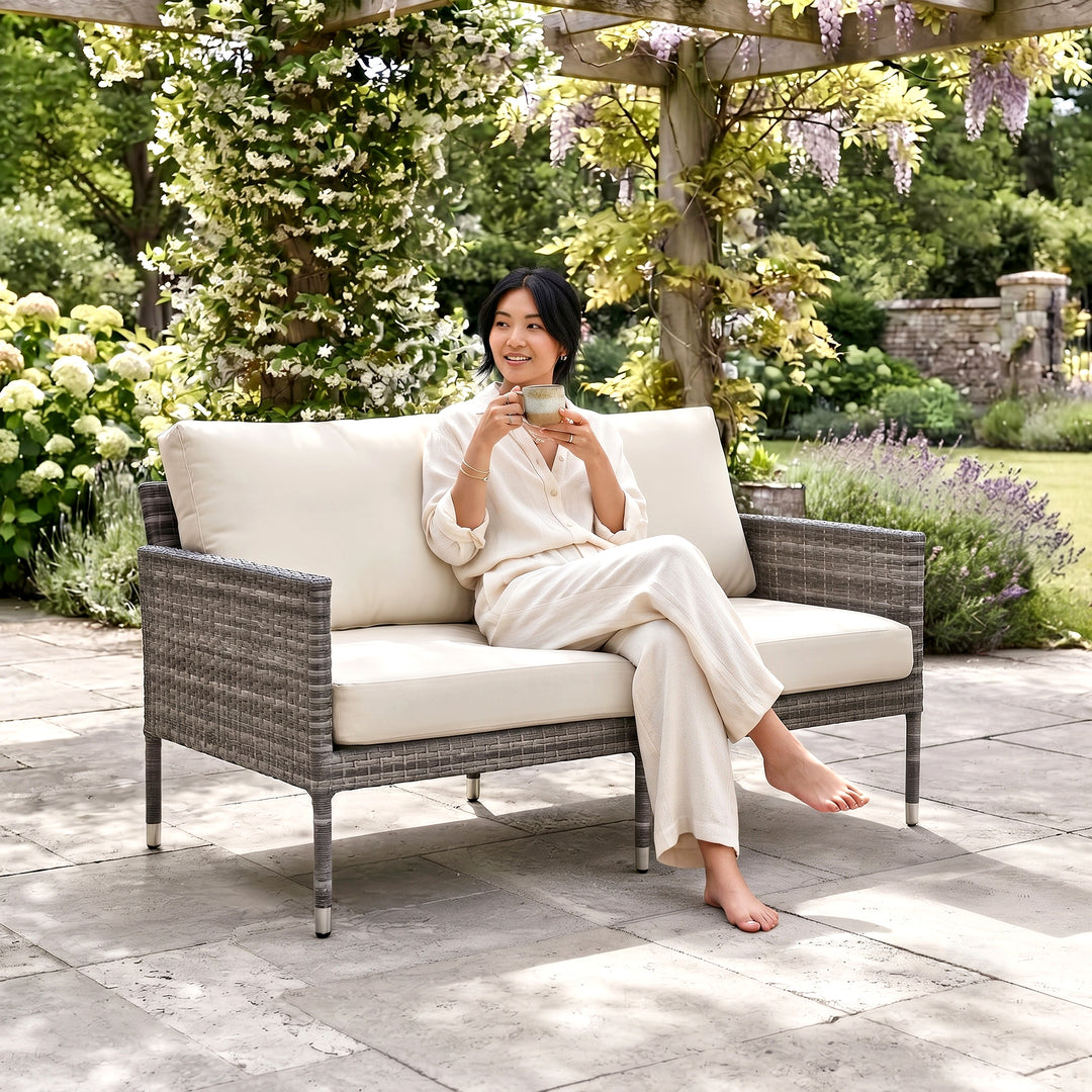Mosè Outdoor Patio Sofa Set 2 Seater (Grey)
