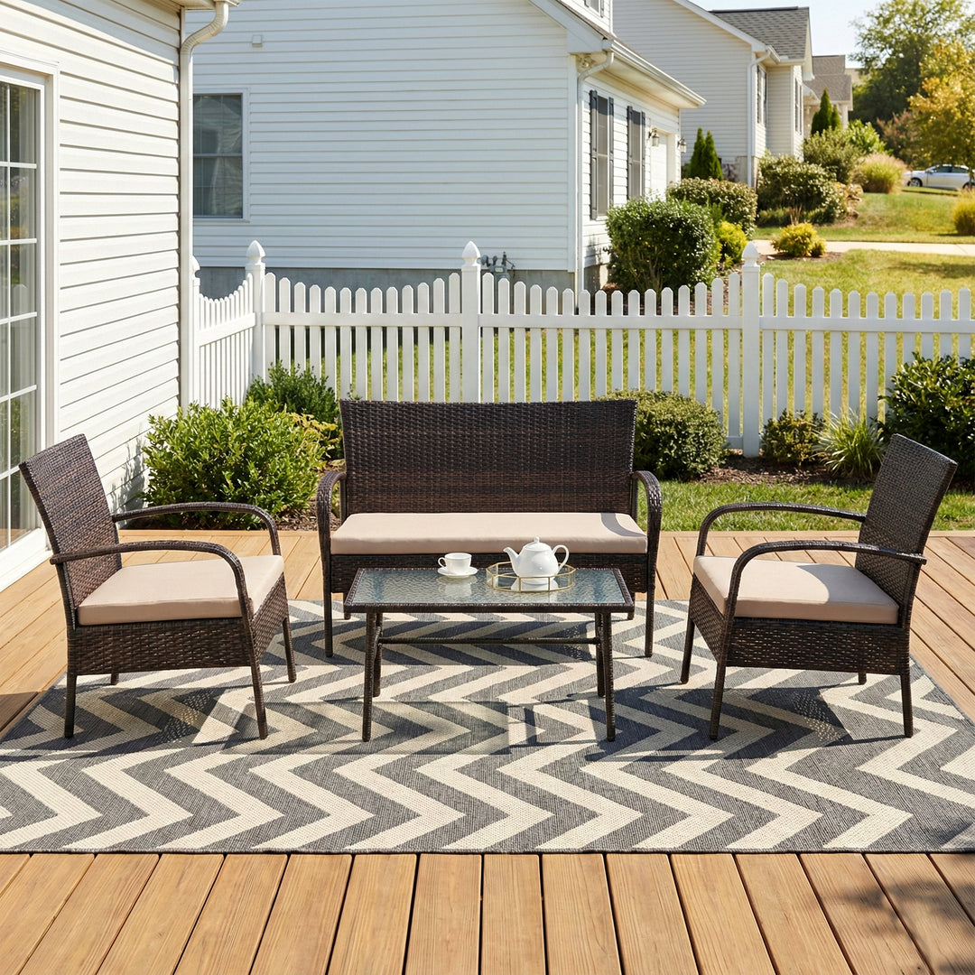 Bria Outdoor Sofa Set 2 Seater , 2 Single seater and 1 Center Table Set (Brown)