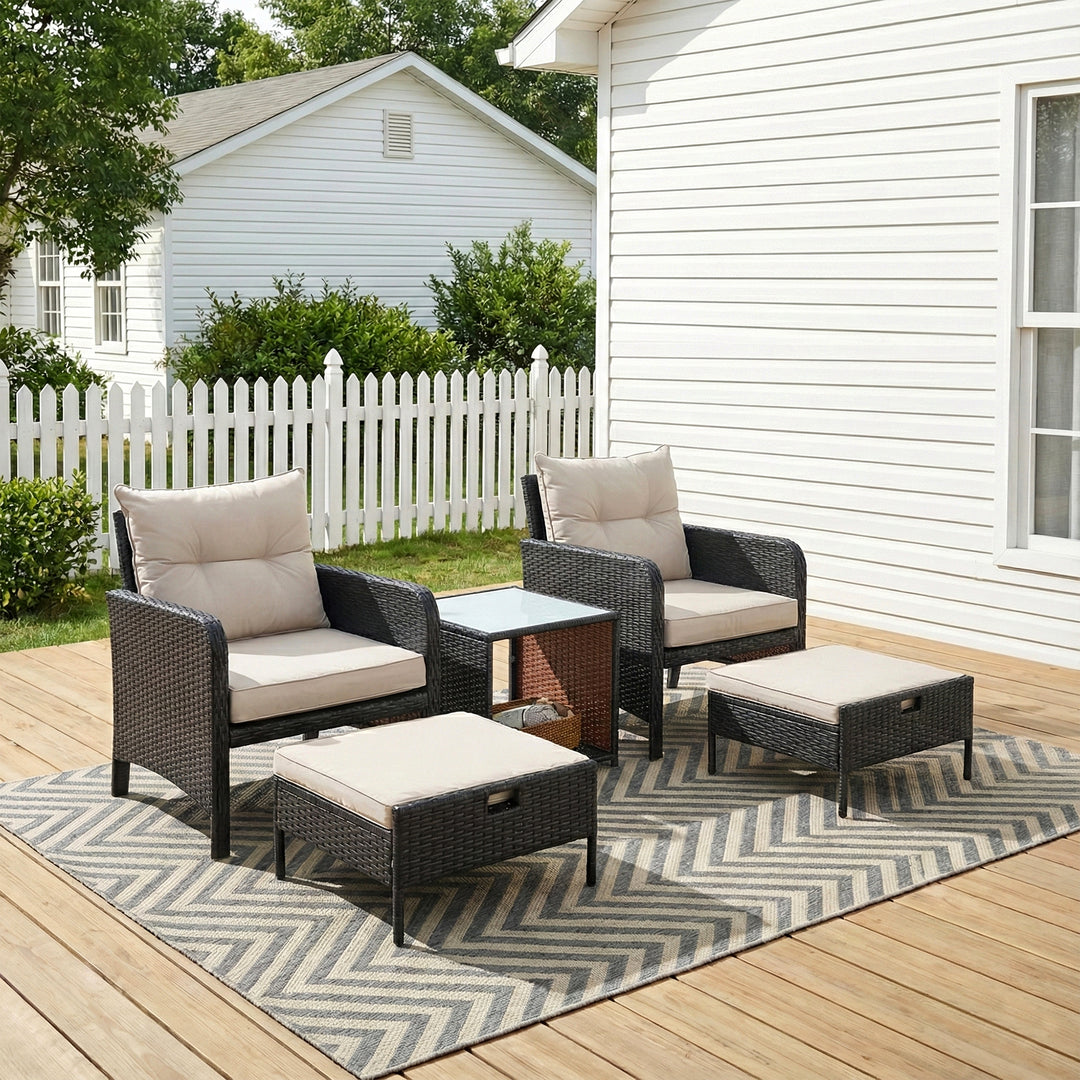 Masami Outdoor Sofa Set  2 Single seater with 2 ottoman and 1 Center Table (Black)