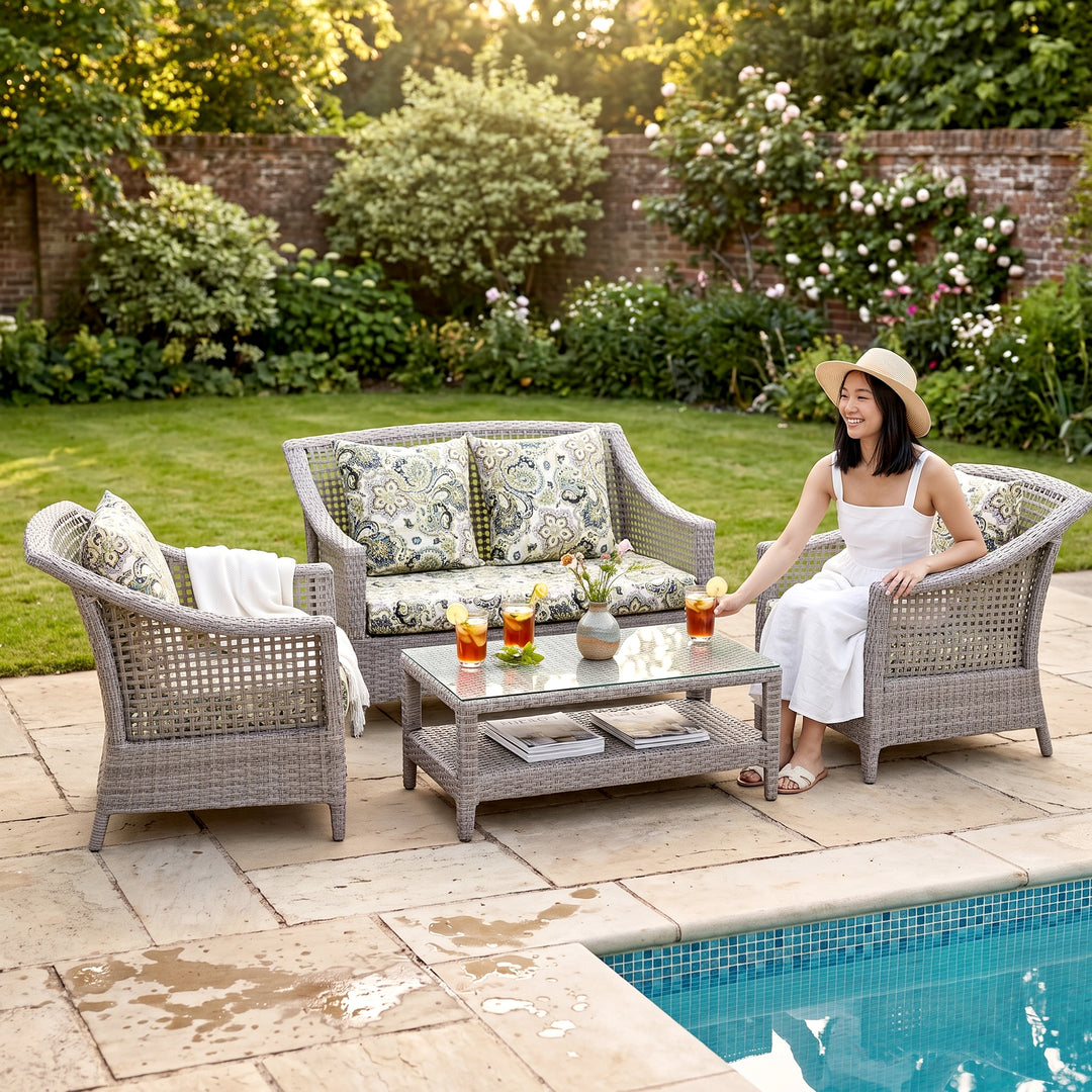 Bianchi Outdoor Sofa Set 2 Seater , 2 Single seater and 1 Center Table (Grey)