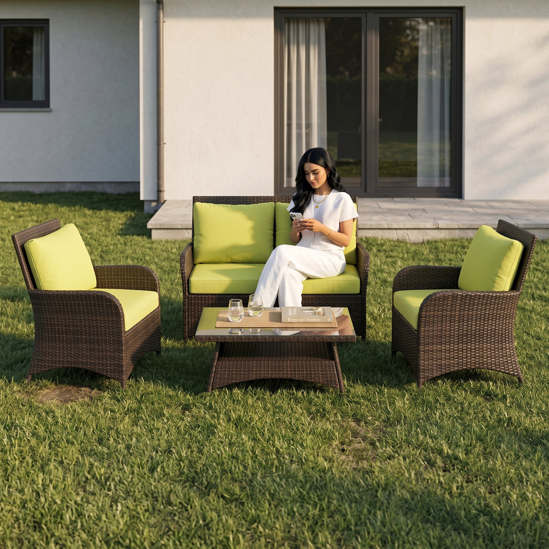 Italo Outdoor Sofa Set 2 Seater , 2 Single seater and 1 Center Table (Brown)