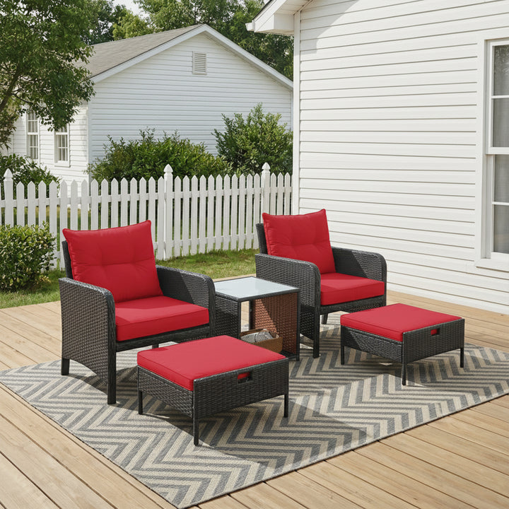 Sofani  Outdoor Sofa Set  2 Single seater with 2 ottoman and 1 Center Table (Black)