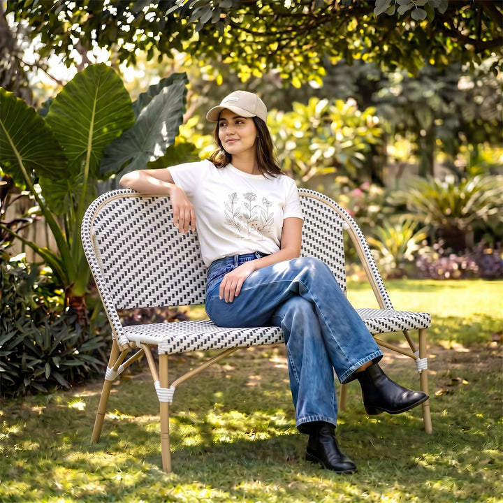 Edoardo Wicker 2 Seater Garden Bench for Outdoor Park