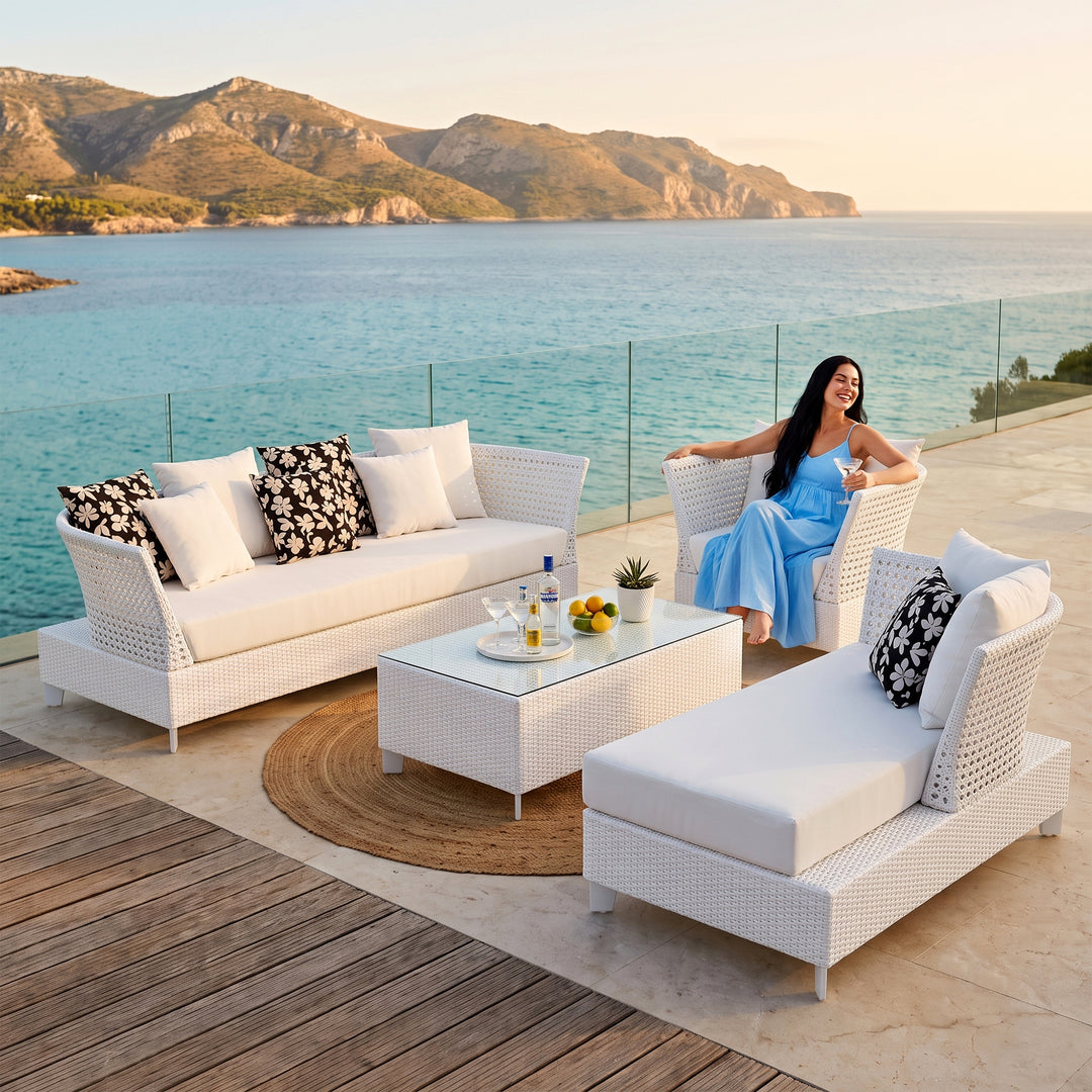 Astrol Outdoor Garden Balcony Sofa Set 3 Seater seater, 1 Double Seater, 1 Single Seater and 1 Center Table  (White)