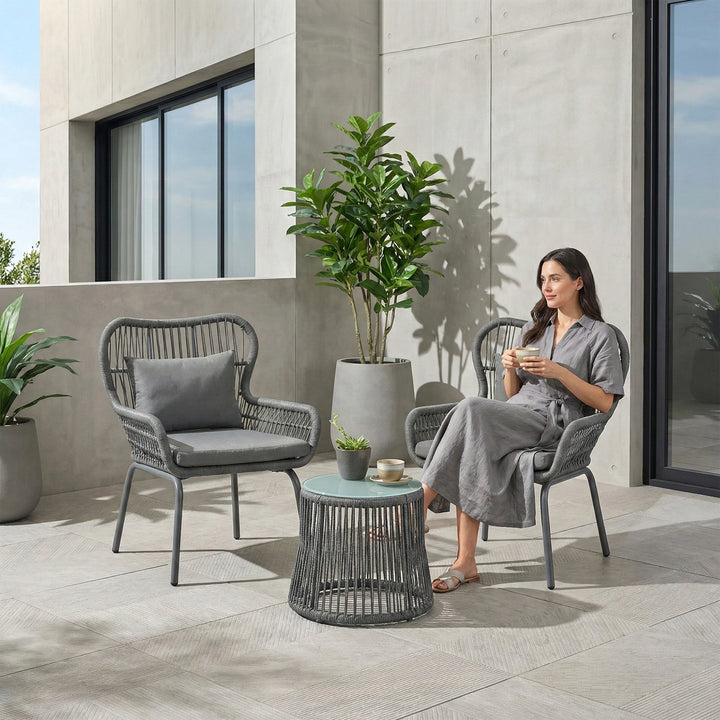 Intra Outdoor Patio Seating Set 2 Chairs and 1 Table Set