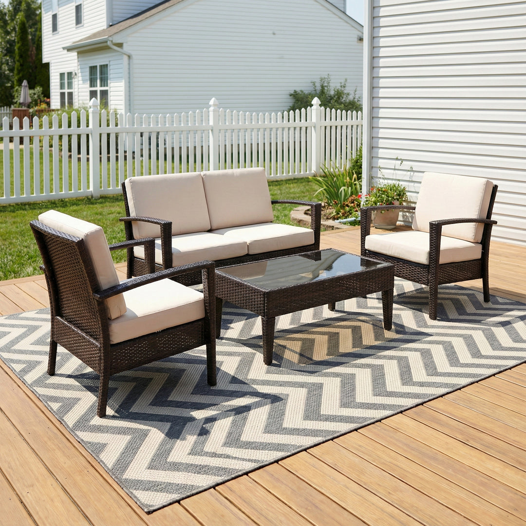 Maisa Outdoor Sofa Set 2 Seater , 2 Single seater and 1 Center Table Set (Brown)