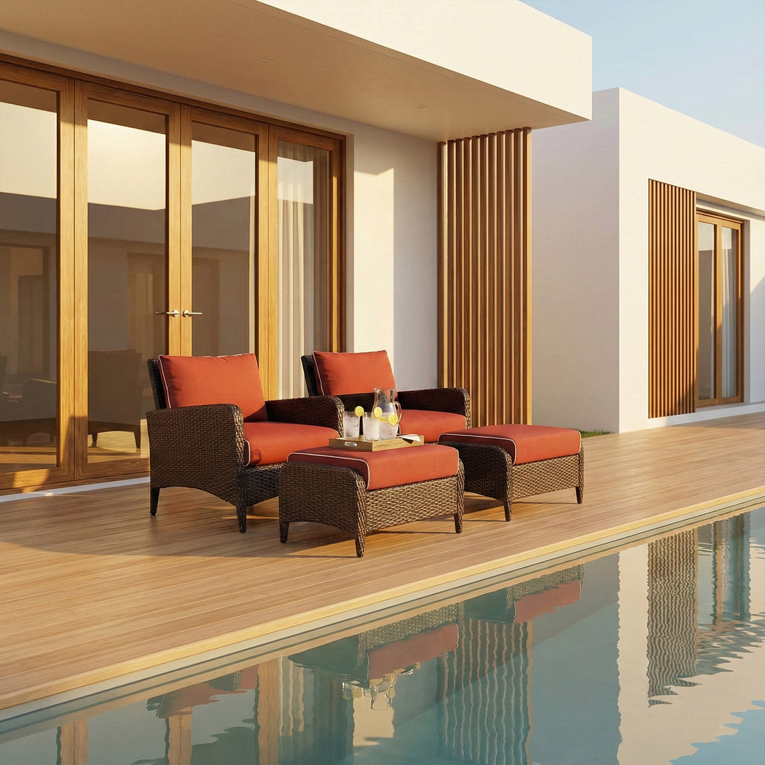 Propria Outdoor Sofa Set  2 Single seater with 2 ottoman  (Brown)