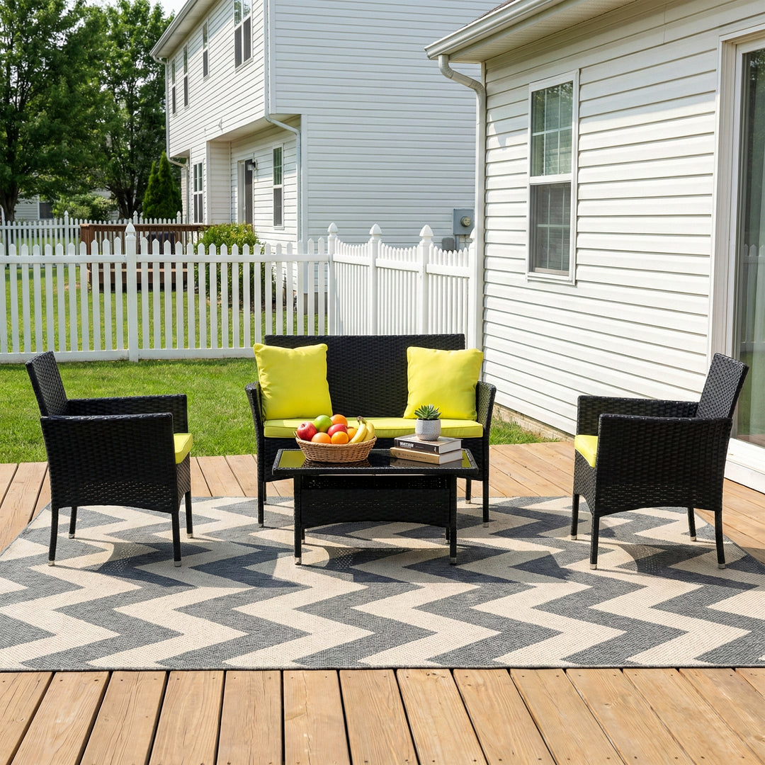 Hamper Outdoor Sofa Set 2 Seater , 2 Single seater and 1 Center Table Set (Black)