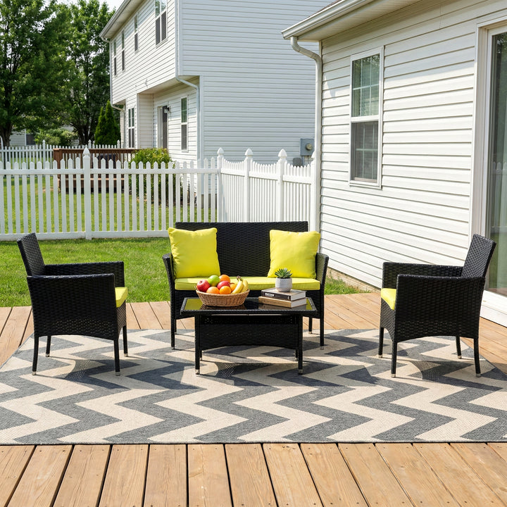 Hamper Outdoor Sofa Set 2 Seater , 2 Single seater and 1 Center Table Set (Black)