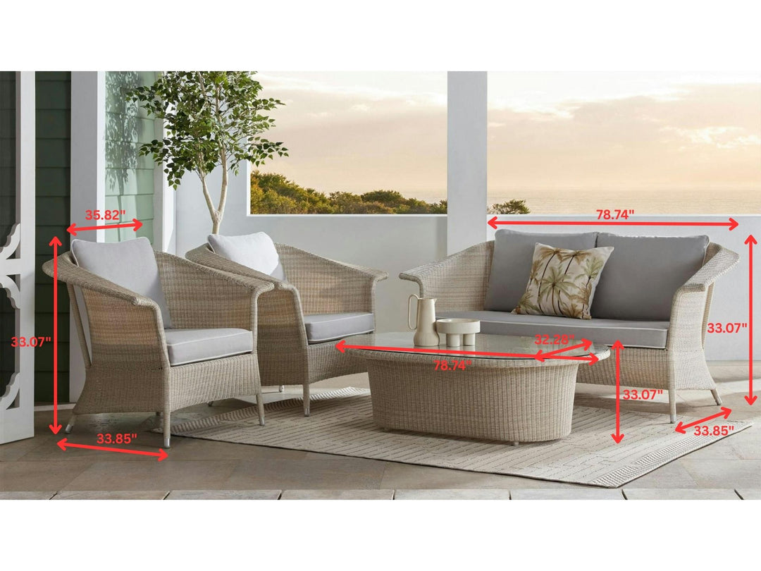 Sileo Outdoor Sofa Set 2 Seater , 2 Single seater and 1 Center Table Set (Beige)