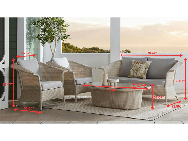 Sileo Outdoor Sofa Set 2 Seater , 2 Single seater and 1 Center Table Set (Beige)