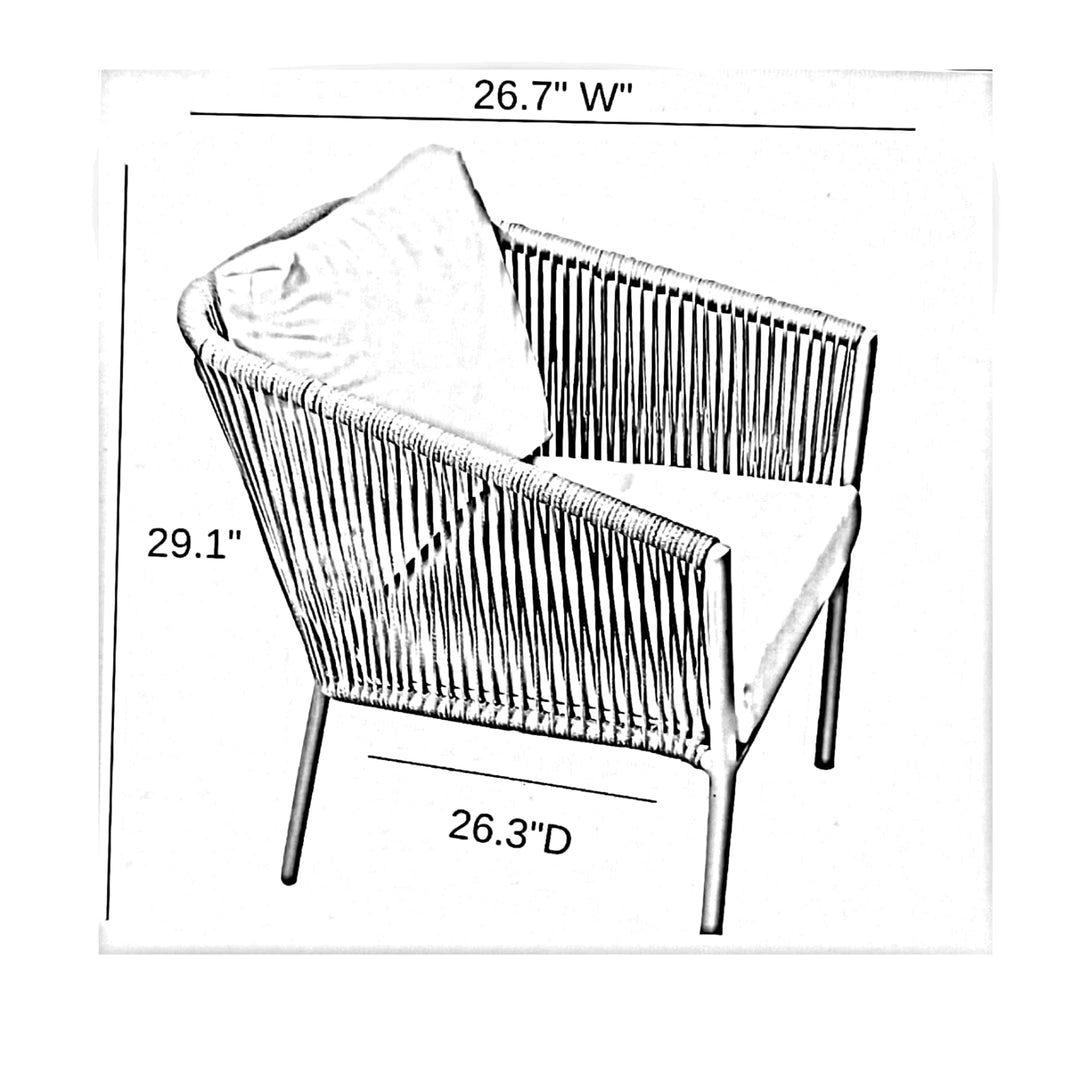 Milano Outdoor Patio Seating Set 2 Chairs and 1 Table Set (Grey) Braided & Rope