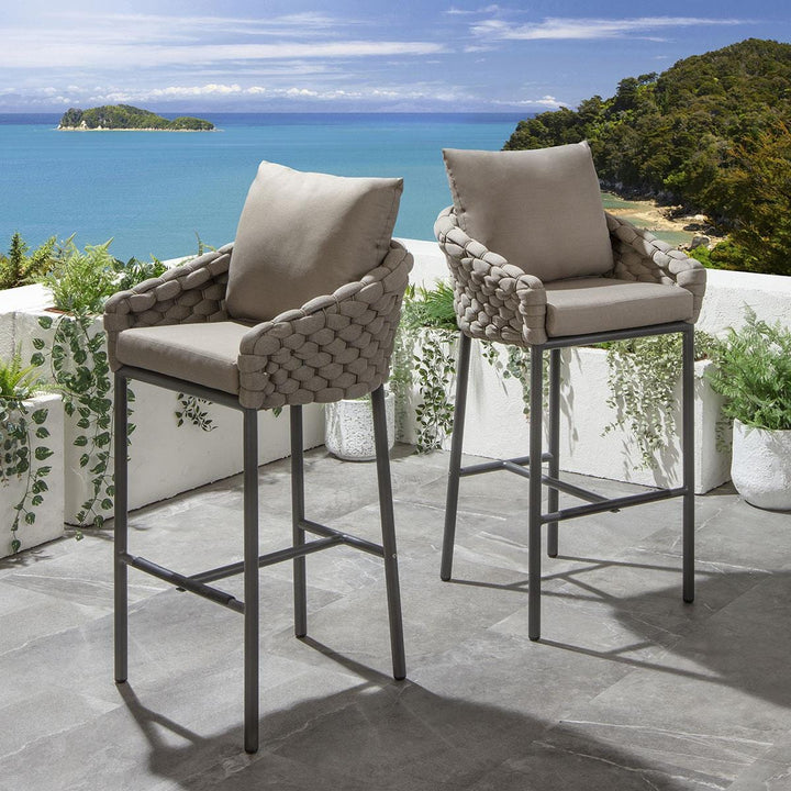 Nero Outdoor Patio Bar Chair 4 Chairs For Balcony Braided & Rope
