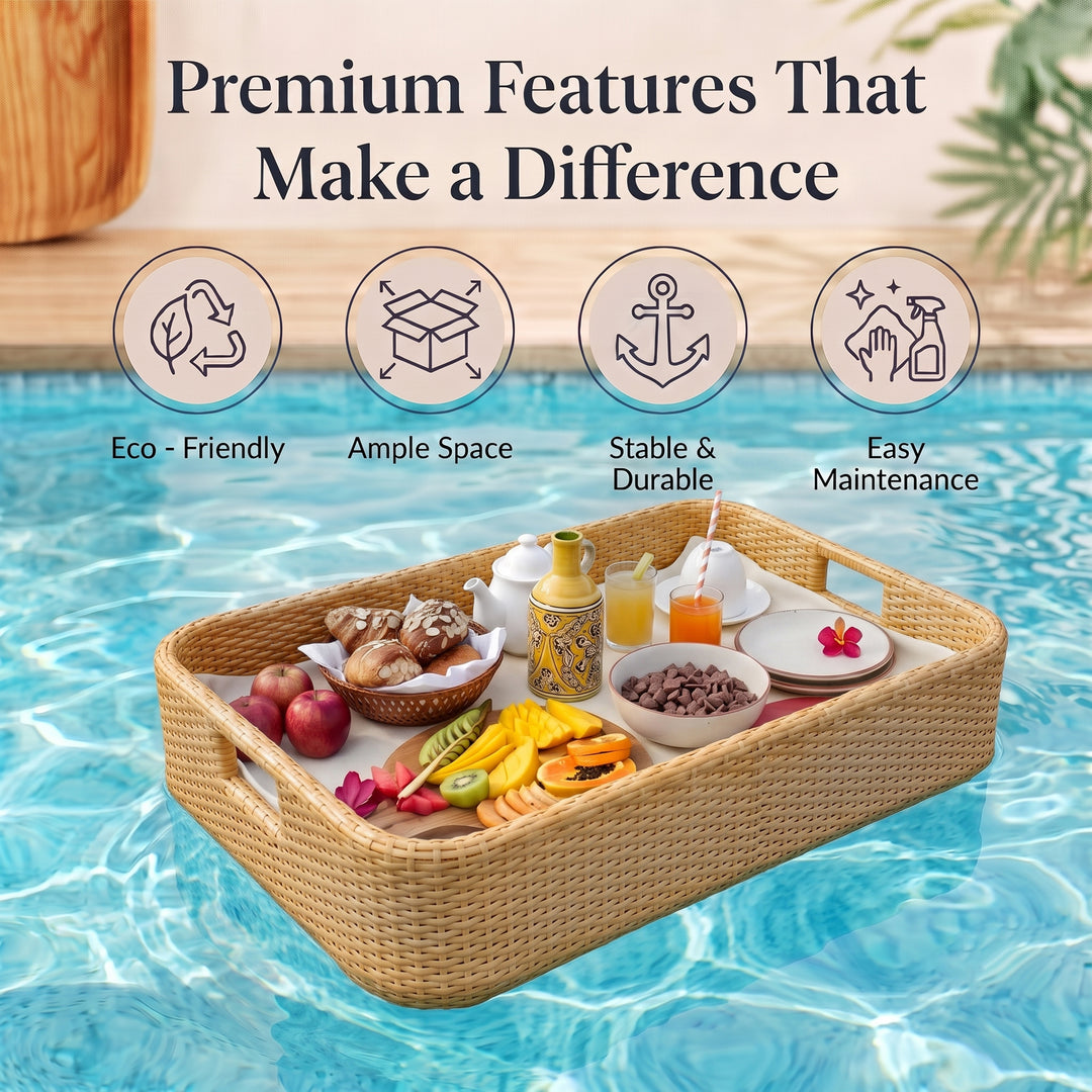 Alarico Luxury Floating Serving Tray For Swimming Pool -Honey ( Rectangle )
