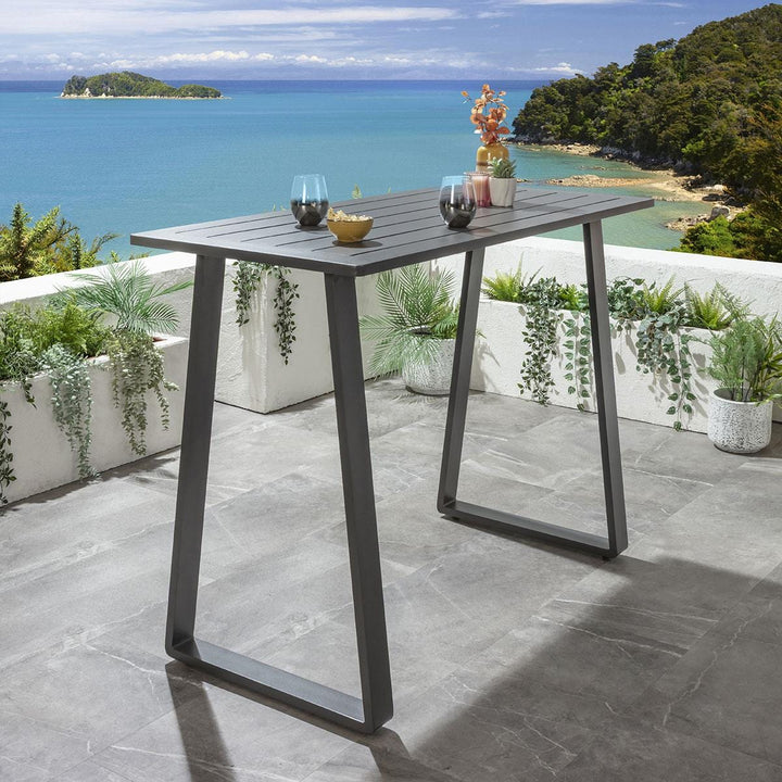 Azura Outdoor Patio Bar Set 4 Chairs and 1 Table Set (Beige) Braided & Rope